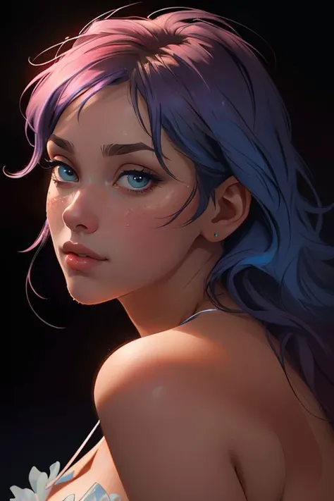Watercolour art by DEN_barbucci_full of DEN_rima_yasashi,
(headshot:1.2) portrait on a (plain dark background:1.2), (headshot:1.2), (face focus:1.1), intricate (beautiful eyes:1.2), (wide open eyes:1.1), Big eyes, clean photo, lighting from behind, (Red lighting from the left:1.3), (Blue lighting from the right:1.3),
bokeh, f1.4, 40mm, photorealistic, raw, 8k, textured skin, skin pores, intricate details <lora:epi_noiseoffset2:1>, epiCRealism,