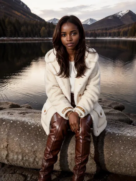 tv_Mariame_NDri_MXAI  , sad expression, wearing a winter coat, wearing winter pants, wearing winter boots, sitting on a rock by a frozen mountain lake, midnight, moonlight, shot from the side, PA7_Portrait-FL, (((Ultra-HD-details, Ultra-HD-detailed, Ultra-HD-realistic, Ultra-HD-photo-same-realistic-quality-details))), 8k uhd, dslr, soft lighting, high quality, film grain, Fujifilm XT3