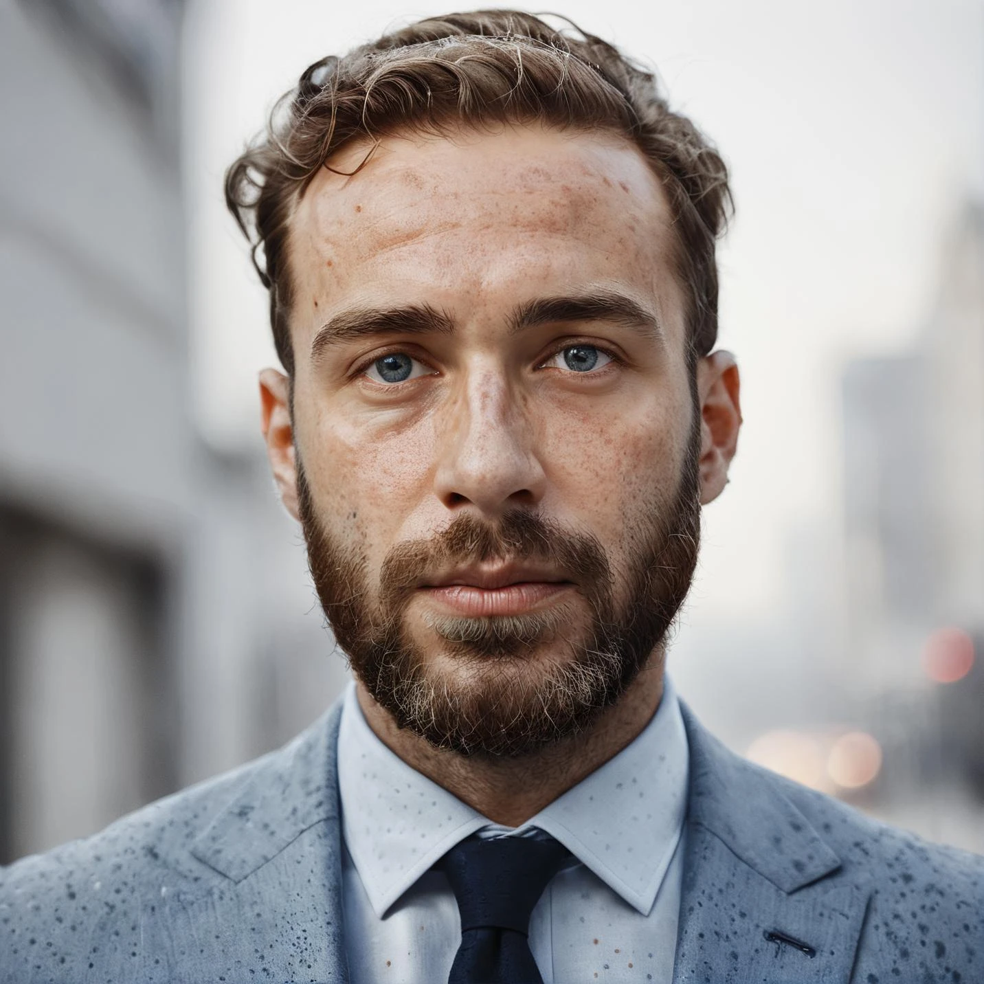 RAW photo, fashion photography, pictorialist style, sharp focus, movie shot with film grain, best quality, masterpiece, ultra high res, photorealistic, 8K raw photo, professional photography, award winning photo, uhd, dslr, soft lighting, high quality, film grain, Fujifilm XT3
outdoor scene in early sunrise morning light, portrait of a beautiful man with a beard in a grey suite, full sharp, detailed face, blue eyes, he stands on a foggy city street, high detailed skin, intricate skin details, visible skin detail, mascara, skin pores, light freckles, skin fuzz, blush, translucent skin, subsurface scattering, minor skin imperfections, wrinkles, vitiligo spots, skin fuzz <lora:polyhedron_all_sdxl-000004:0.8> <lora:polyhedron_fog-000004:1>