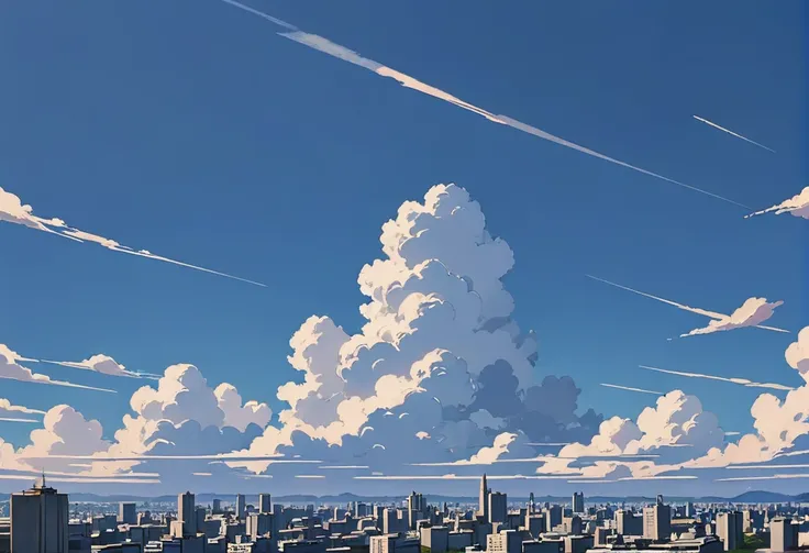 noon, blue sky, clouds, scenery, "at the forever Metropolis"<lora:EnvyMaximalismXL01:-1>