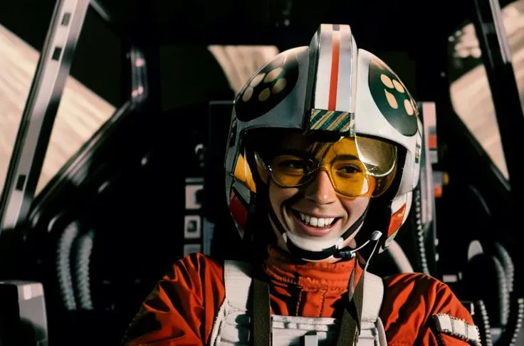 (((cockpit view))),old chubby woman,<lora:rebelpilotsuitv02:1> helmet on, googles on,rebel pilot suit, ((en face)),RAW photo, 8k uhd, dslr, soft lighting, high quality, film grain, Fujifilm XT3