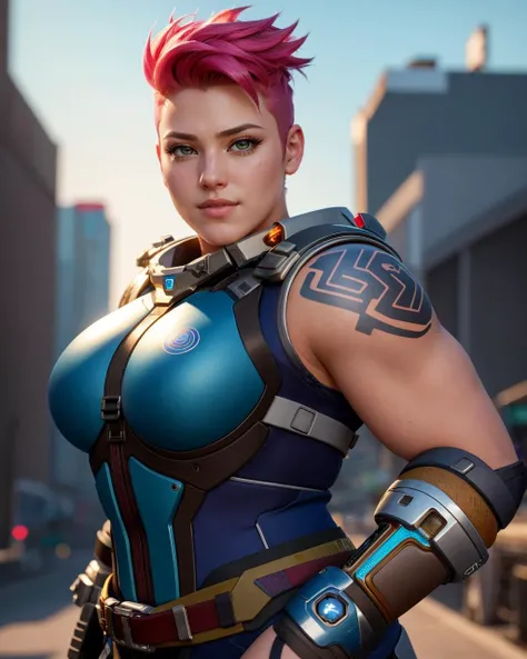 (((Close-up))), tall, (shocking pink hair) beautiful muscular woman, angled bob cut, light brown skinned, (closed smile), large breast, (black lipstick), (massive muscles), (hyper muscle), (((ginormous bulky muscles))), red eyes, (((pink captain America suit))), (Captain America pants), choker, boots, on the rooftop at night, 