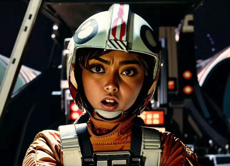 (cockpit view),amgutierrez, screaming,<lora:rebelpilotsuitv02:1> ,(straight on:1.3),in space,helmet on, googles on,(rebel pilot suit:0.7),RAW photo,8k uhd, dslr, soft lighting, high quality, film grain, Fujifilm XT3