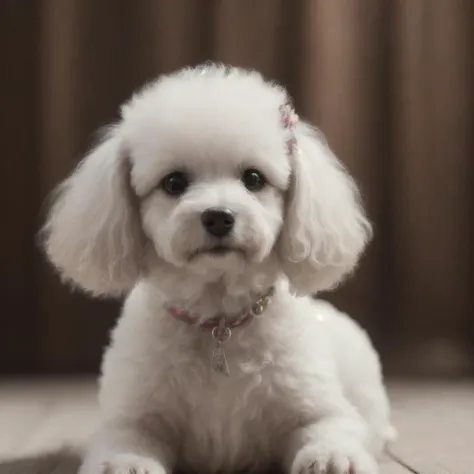 best quality, 4k, 8k, ultra highres, photograph, sharp focus, intricate texture, white poodle toy