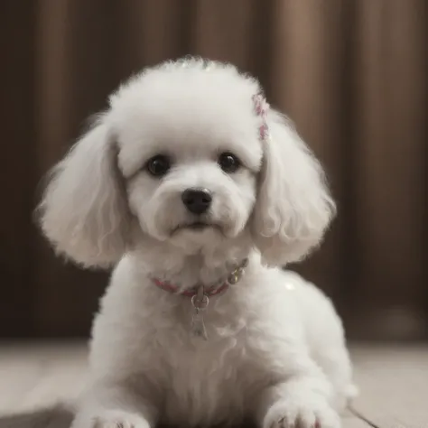best quality, 4k, 8k, ultra highres, photograph, sharp focus, intricate texture, white poodle toy
