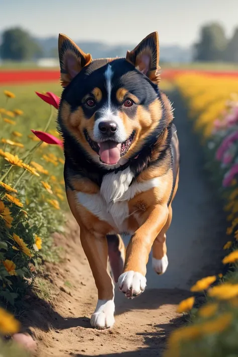 (((anime dog running through a field of flowers))), photorealistic, photo, masterpiece, realistic, realism, photorealism, high contrast, photorealistic digital art trending on Artstation 8k HD high definition detailed realistic, detailed, skin texture, hyper detailed, realistic skin texture, armature, best quality, ultra high res, (photorealistic:1.4),, high resolution, detailed, raw photo, sharp re, by lee jeffries nikon d850 film stock photograph 4 kodak portra 400 camera f1.6 lens rich colors hyper realistic lifelike texture dramatic lighting unrealengine trending on artstation cinestill 800,