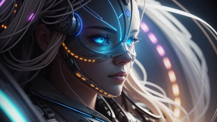[award winning close up photo portrait of a robotic eye, a cyberpunk neon city street:award winning photo of a cyborg, bundle of glowing fiber optic cables:0.2], epic realistic, art, (hdr:1.2), (muted colors:1.2), pastel, hyperdetailed, (artstation:1.5), warm lights, dramatic light, (intricate details:1.2), vignette, (photo-realistic:1.2), (Insanly detailed:1.2), (bloom:1.3),  <lora:_detailmaker:0.5>