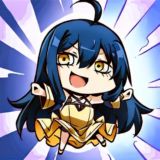 <lora:mierukoChanMiko_1:1>(mieruko:1.3), 1girl, (chibi:1.2), fate, anime, big yellow eyes, happy, open mouth, laughing, yellow dress, <lora:fateAprilFoolsRiyoStyle_aprilFoolsv02:1>