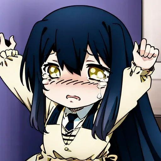 <lora:mierukoChanMiko_1:1>(mieruko:1.3), 1girl, (chibi:1.2), meme, anime, big yellow eyes, crying, scared, feared <lora:sesieldBweeehArtist_bweeehv1:1>, yellow dress