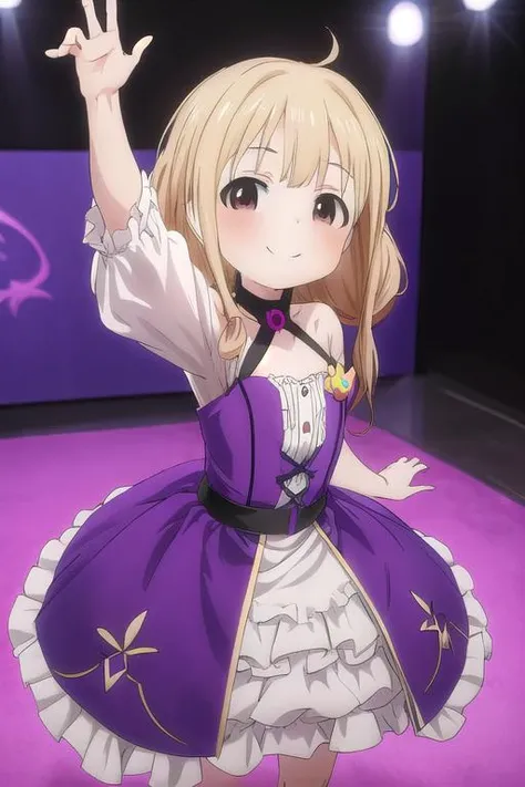 masterpiece, best quality, absurdres, ultra detail,<lora:GoodHands-vanilla:0.8> <lora:anmnr01:0.3> <lora:add_detail:0.5>, 1girl,petite, <lora:anzu-idolmaster:0.7>,hutaba anzu,evil smile,stylish pose