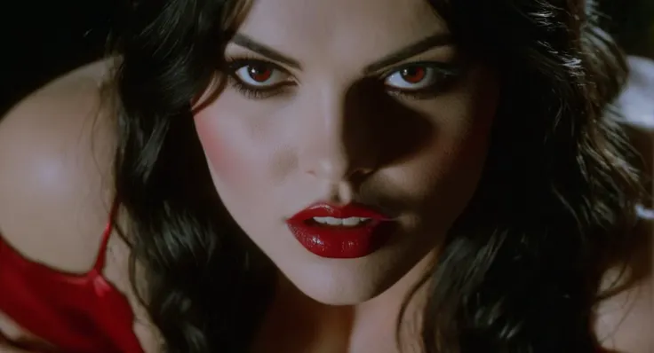 cinematic film still of Cinematic Film stock footage in (arri alexa style) Kodak film print, <lora:vampirella:1> Vampirella naked breasts vampire super-heroine horror comics magazine Vampire Creepy and Eerie, shallow depth of field, vignette, highly detailed, high budget, bokeh, cinemascope, moody, epic, gorgeous, film grain, grainy