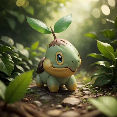 centered, award winning photo, (looking at viewer:1.2), | Turtwig_Pokemon, |garden, flowers, | bokeh, depth of field, cinematic composition, | <lora:Turtwig_Pokemon_Anime:0.8>