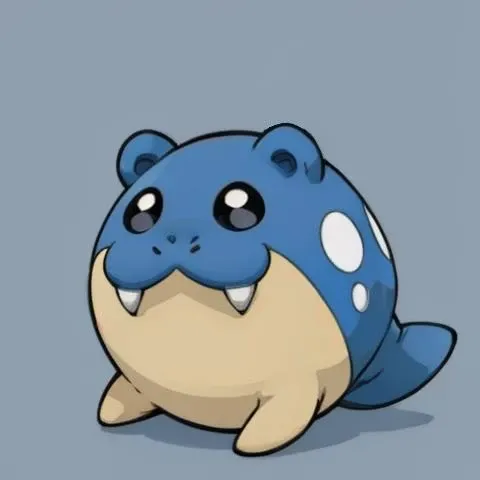 masterpiece, best quality, solo, looking at viewer, <lora:Spheal_Fp:1>, sphealpk, (no humans:1.6), pokemon \(creature\), <lora:Fire-emblem-Nes-portarits_Fp:1>, simple background, portrait, blue background
