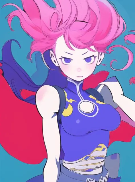 masterpiece, top quality, best quality, highres, 4k, 8k, (1girl),solo,pink hair, big boobs,
,line art,
blurry background,
parted lips,
line art,
floating hair,
dynamic pose,
magic particles,
dust particles,
(wind),
<lora:andrew:1>CelShade