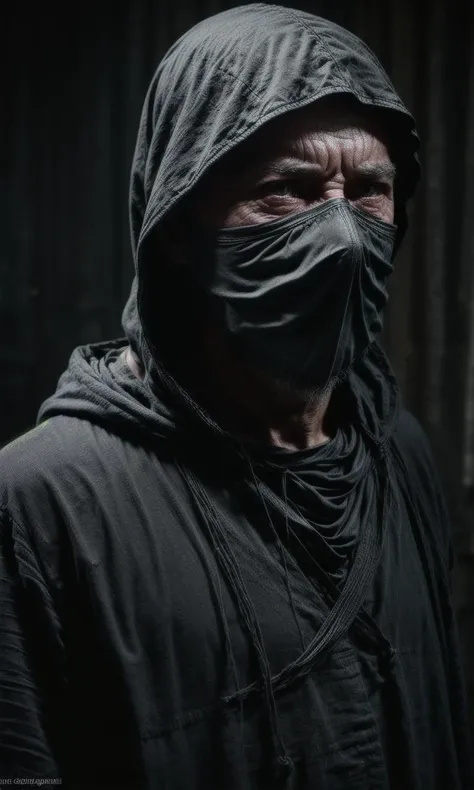 1boy, rough, hardship, old, rugged, full body, the elder, sorcerer, sorcerer hood, aggressive, wrath, hidden face, unsee face, (mask:1.2) masked face, (mist:1.2), chaos magic, staff, Realism, CGI, RTX, TXAA, Edge Lighting, Volumetric Lighting, Volumetric Light, Volumetric, ((upper body:1.2)), portrait, Establishing Shot, Aerial Shot, Helicopter Shot, Full Front Staging, Looking At Viewer, Face, Front, Realism, CGI, RTX, TXAA, Edge Lighting, Volumetric Lighting, Volumetric Light, Volumetric, ((upper body:1.2)), portrait, Establishing Shot, Aerial Shot, Helicopter Shot, Full Front Staging, Looking At Viewer, Face, Front, <lora:difConsistency_photo:0.5>, <lora:difConsistency_darktheme:0.35>, <lora:difConsistency_detail:1>