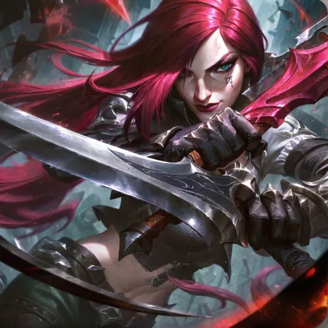 best aesthetic, lolsplashart,katarina, with a knife,weapon,