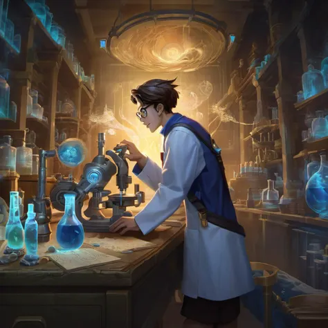 fantastic detailed photography of a perfect boy scientist analyzing data in a laboratory, intricate details, detailed background
league of legends, legends of runeterra, valorant, lolsplashart, mlbbsplashart