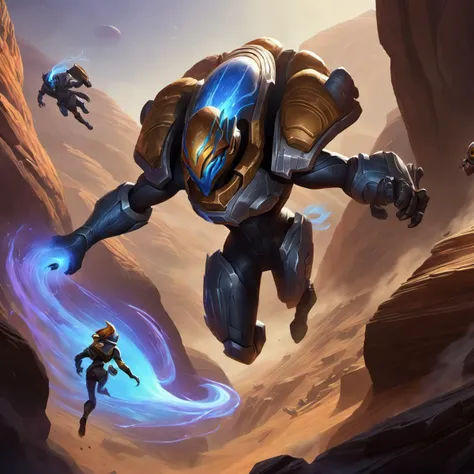 fantastic detailed photography of a perfect space thieves in a wild chase through canyons on a mars-like planet, intricate details, detailed background
league of legends, legends of runeterra, valorant, lolsplashart, mlbbsplashart