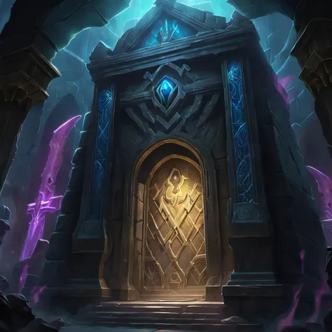 fantastic detailed photography of a perfect a crypt guarded by a sentient hologram forewarning intruders, intricate details, detailed background
league of legends, legends of runeterra, valorant, lolsplashart, mlbbsplashart