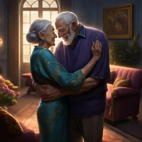 fantastic detailed photography of a perfect an elderly couple, sharing a sweet, slow dance in their living room, lost in their own world, intricate details, detailed background
league of legends, legends of runeterra, valorant, lolsplashart, mlbbsplashart