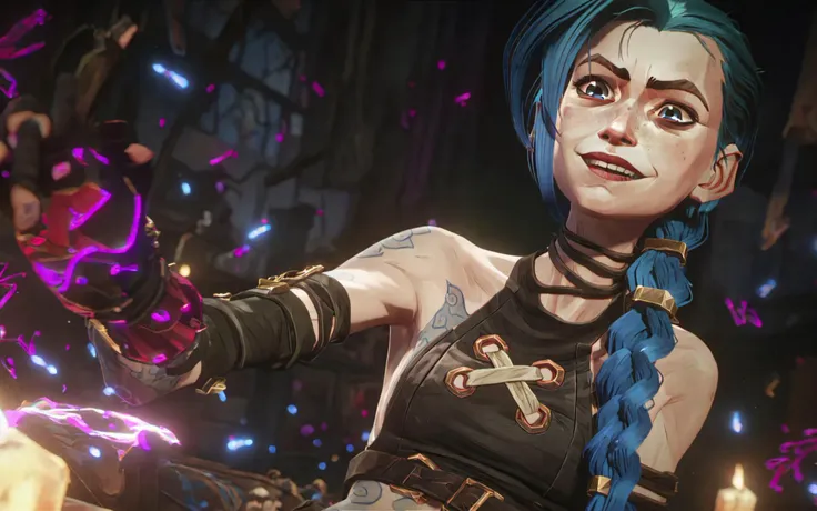 best aesthetic, arcane, screencap, jinx, a woman with blue hair