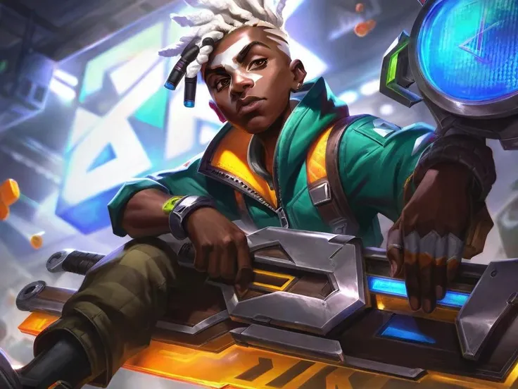 best aesthetic, lolsplashart, Ekko, 1boy,