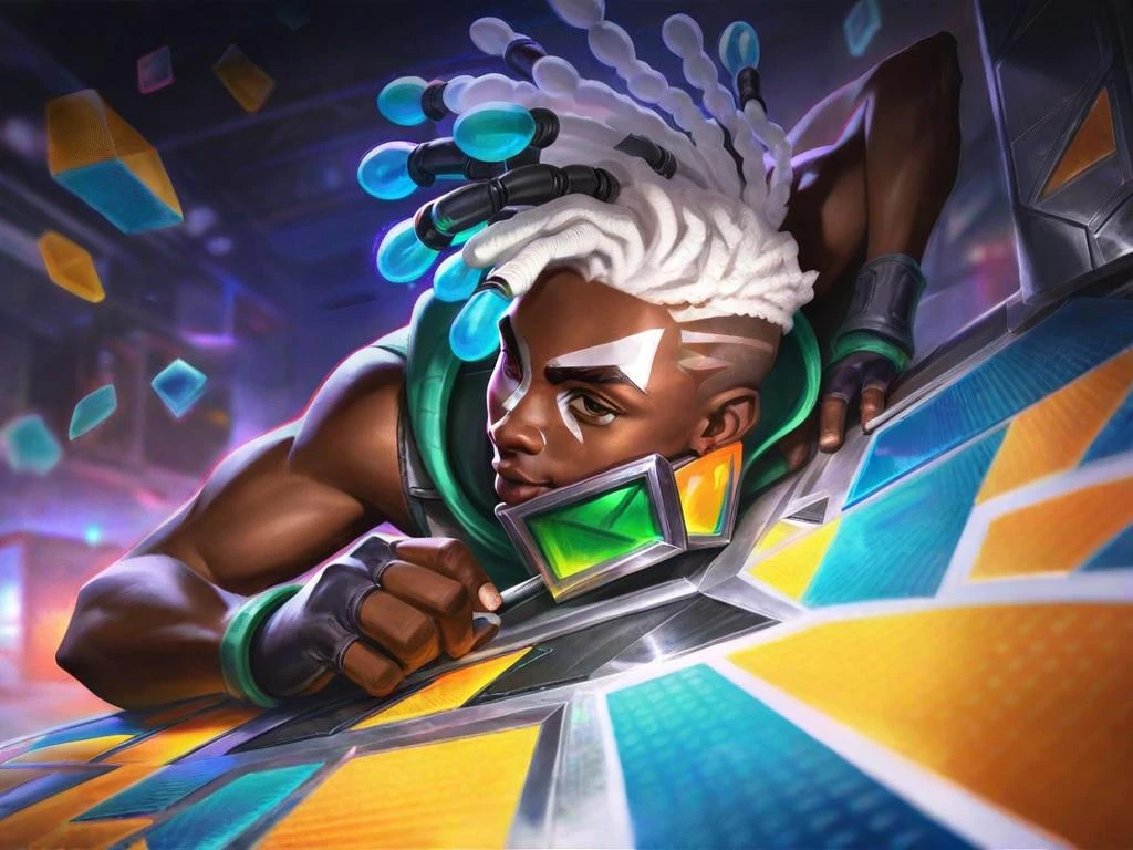 best aesthetic, lolsplashart, Ekko, 1boy,