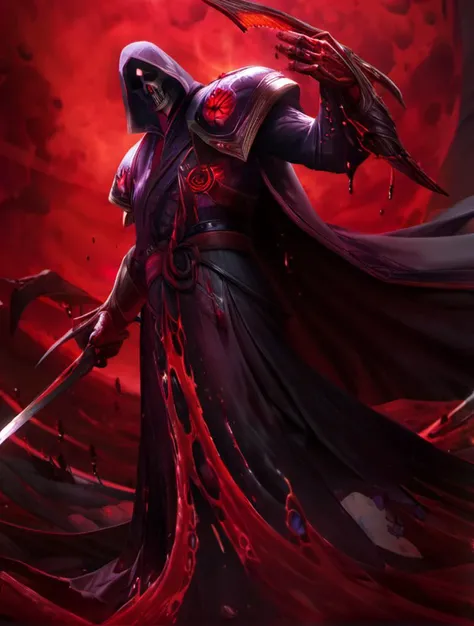 best aesthetic, lolsplashart, Vladimir, the crimson reaper, blood, 8K,HDR,UHD,masterpiece,best quality,highly detailed,wallpaper,Bloodstainedai,
