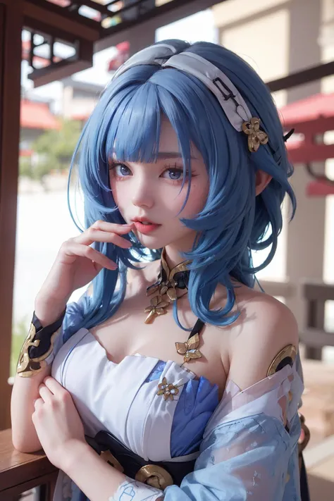 (masterpiece:1.2),best quality,high resolution,unity 8k wallpaper,(illustration:1),perfect lighting,extremely detailed CG,
finely detail,extremely detailed,soft lighting and shadow,soft yet striking lighting,film grain:1.2,(skin pores:1.2),(detailed skin texture:1),((solo:1.5)),Detailed face,(see-through:1.1),misty,Low Key:1.1,depth of field,
solo, very huge breast, firm breast cleavage, looking at viewer, smile,jewelry, upper body, outdoors, day, midriff, yoga pants, sport bra, necklace, bag,, tree, lips, denim, pink, mountain, green, hill, hiking, sky, close up of the breast, head at the top of the image shirt, handbag, realistic, slim,
ganyu \(genshin impact\), 1girl, blue hair, horns, solo,looking at viewer,purple eyes, bangs,