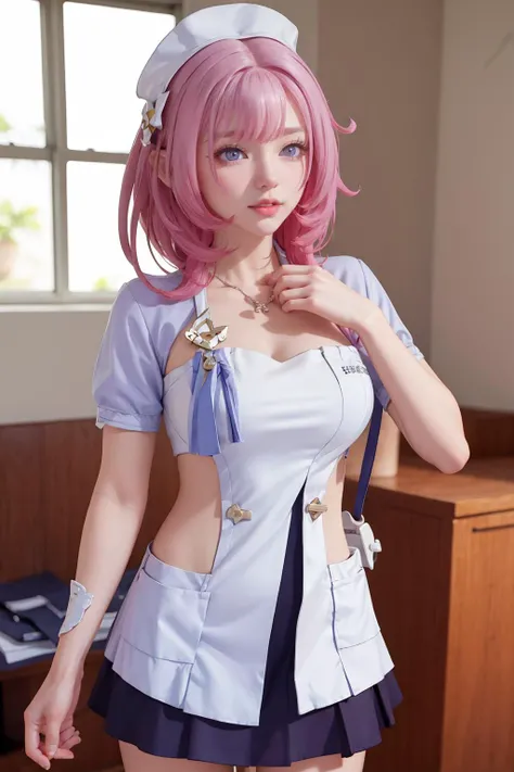 <lora:ElysiaMERGE:1>,1girl,White nurse uniform,