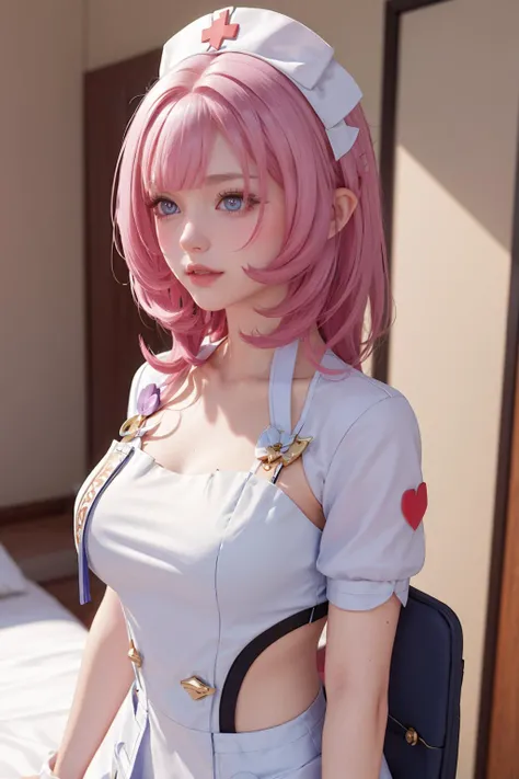 <lora:ElysiaMERGE:1>,1girl,White nurse uniform,