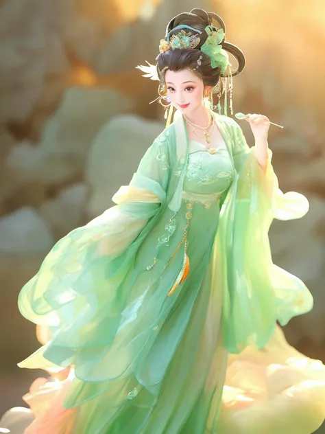 jade sculpture,(Realistic),masterpiece,best quality,cinematic lighting,natural shadow,highest detail,professional photography,detailed background,depth of field,aesthetic,
(1girl,full body),solo,looking at viewer,light smile,charming,glow,feather hair ornament,brooch,pendant,sapphire brooch,jewelry,rainbow,chinese clothes,hanfu,
beautiful detailed sky,night,
<lora:add-detail-xl:1>,<lora:jade:1>,