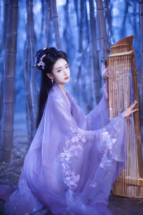 (8k, RAW photo, best quality,masterpiece:1.2),(realistic, photo-realistic:1.37) beautiful hand
Playing qin music, purple