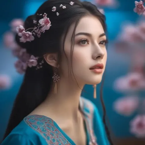 cinematic photo official art,unity 8k wallpaper,ultra detailed,aesthetic,masterpiece,best quality,photorealistic,entangle,mandala,tangle,entangle,1girl,cowboy shot,ecstasy of flower,dynamic angle,the most beautiful form of chaos,elegant,a brutalist designed,vivid colours,romanticism,atmospheric . 35mm photograph, film, bokeh, professional, 4k, highly detailed, skin detail realistic, ultra realistic, long hair, straight hair, eyes detail, blue eyes, light in eyes,1 girl, solo