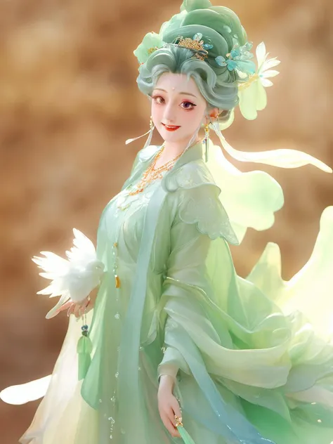 jade,jade sculpture,(Realistic),masterpiece,best quality,cinematic lighting,natural shadow,highest detail,professional photography,detailed background,depth of field,aesthetic,
(1girl,full body),solo,looking at viewer,light smile,charming,glow,feather hair ornament,brooch,pendant,sapphire brooch,jewelry,rainbow,chinese clothes,hanfu,
beautiful detailed sky,night,
<lora:add-detail-xl:1>,<lora:jade:1>,