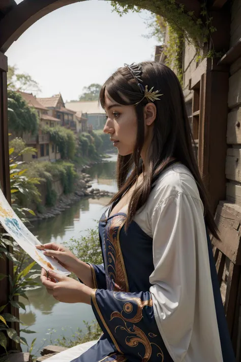 1girl, flawless Water color painting, fairy tale, side-profile of a Sleek Nurturing tiger print ("The easy listening-wizards of Altmers":1.3) , insane details, crowded foliage with Bush, at Dawn, Panorama, Realistic, Guilty, Remodernism, Moonlit, Low shutter, Mono Color, otherworldly, layered textures, Highres, trending on CGSociety, (designed by Sergio Aragonés:0.9)
