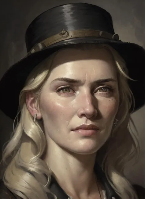 a portrait of sks woman coal miner in 19th century, beautiful painting with highly detailed face by greg rutkowski and magali villanueve, <lora:locon_kate_v1_from_v1_64_32:1.3>