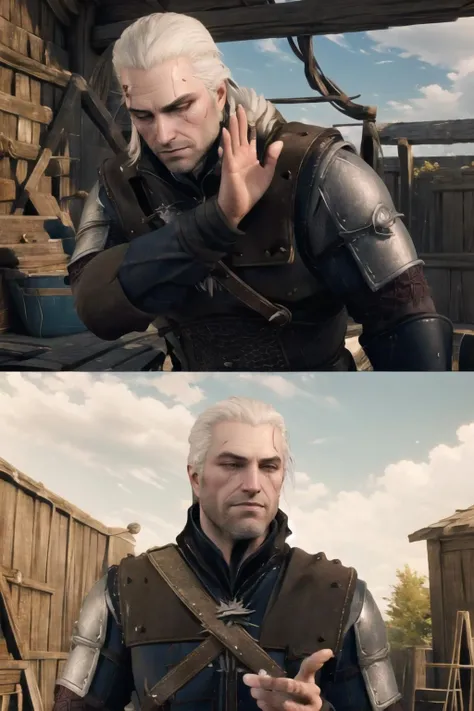 class: Hunter (ranger)
Physical description:
Kael Thorne is a middle-aged man with an imposing bearing and a look that reveals his experience and wisdom.. His hair is silver gray, marked by gray hair that has arrived prematurely due to years of suffering and stress. He has a peculiarity in his eyes: one is deep blue and the other is deep brown. This heterochromia is due to an ancient magical wound received in a battle., a curse that left its mark on his appearance.
His face is weathered by the scars of countless battles., and the most prominent is a scar that runs across his neck. This scar is a constant reminder of an attempted execution from which he barely escaped alive..
History of the Past:
Kael Thorne grew up in a small town that was devastated by a civil war.. Since young, showed exceptional ability for hunting and survival in the wild. His life changed drastically when his town was invaded by an enemy army.. Kael was captured and subjected to horrible torture, that left both physical and emotional scars.
During years, Kael was a prisoner and lived in inhuman conditions, forced to fight in arenas for the entertainment of his captors. It was in one of these arenas where he received the curse that changed the color of one of his eyes.. Finally, a surprise attack by allied forces gave him the opportunity to escape.
Liberated but marked by his past, Kael became a wandering hunter, Using their skills to track and hunt dangerous beasts and protect the innocent from threats lurking in the shadows.. Despite its tough exterior, Those who manage to gain his trust discover a man with a strong sense of justice and a heart still capable of compassion..
Kael Thorne now travels from town to town, offering his bow and his skills to those who need it most, as he seeks redemption for the lives he couldn't save