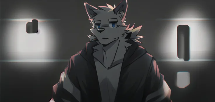 masterpiece, best quality,1boy, solo, furry,furry male,short ponytail, blue eyes, <lora:kaji:0.6>