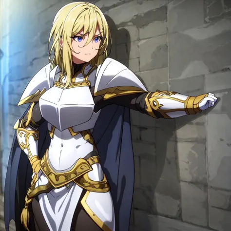 , 1female_knight, full body, armor, braid, highly detailed face, best quality, breastplate, cape, shoulder armor, <lora:1female_knight_v1.0:1>