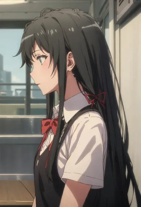{safe:1.10}, best quality, masterpiece, highres, solo, {yukino_yukinoshita_yahariorenoseishunlovecomewamachigatteiru:0.90}, profile, from_side, upper_body