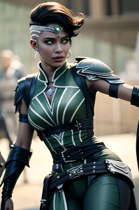 (masterpiece:1.2),(best quality:1.2)),perfect eyes,perfect face,perfect lighting,fashion,masterpiece,best quality,highly detailed,
solo,1girl,one side shoulder armor,glowing eyes,green eyes,<lora:VivienV1-000010:0.9>,cowboy_shot,