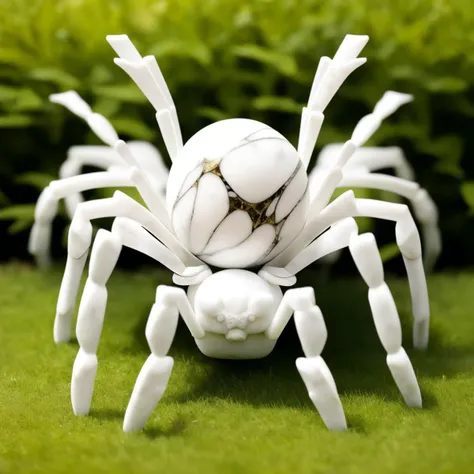 a (marblecarvingcd, marble, white:1.2, shiny:1.2) (spider:1.2), (solo:1.2), standing in lawn, <lora:marblecarvingcd-000012:0.9>, no humans, high quality, realistic, photorealistic, masterpiece, long-focus, (outdoors, lawn),