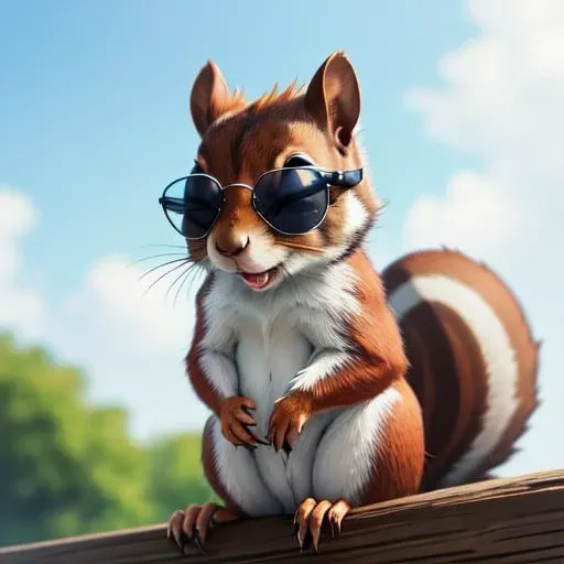 squirrel wearing sunglasses, best quality, masterpiece, high highres, anime