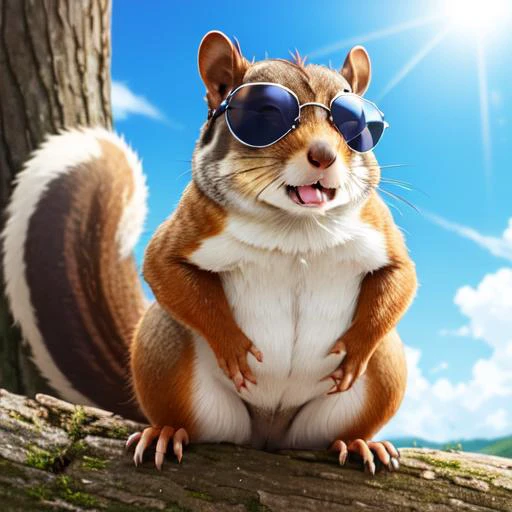 squirrel wearing sunglasses, best quality, masterpiece, high highres, anime