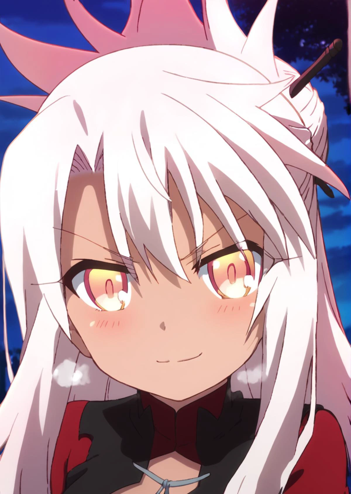 score 9, score 8 up, score 7 up, rating questionable,
detailed background,
<lora:kuro.pony:1>,
kuro, archer,
wide hips, shiny skin,
looking at viewer,
heavy blush, close to viewer, half-closed eyes, smirk, heavy breathing,
outdoor, evening, light, shade, night, glowing pupils,