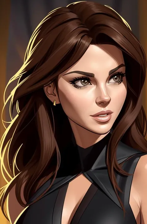 (comics style), vector, a face and bust portrait of kateb1, high quality, , sharp focus,