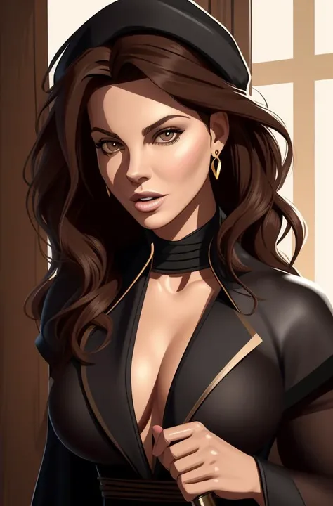 face and bust portrait of kateb1, high quality, , sharp focus, (vector)