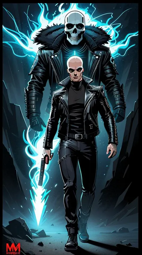 RAW image, Epic scene, Masterpiece, (((Vector))), ((Comics style)), ((Full body)), ((best quality)), ((masterpiece)), ((realistic)), (detailed), (Man with skull instead of a head:1.2) (playing the electric guitar:1.0) (wearing the black leather jacket:1.0) flames, detailed digital art, trending on artstation, concept art, unreal engine, hyper detailed, volumetric light, moody cinematic epic concept art, realistic matte painting, cinematic epic, insanely detailed, , ((masterpiece)), absurdres, HDR, (((Vector))), ((Full body)), ((Comics style)),