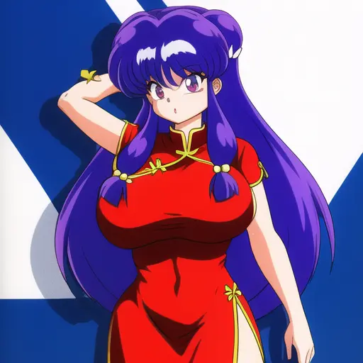 <lora:ShanpuuRanma:.7>, ShanpuuRanma, purple_hair, big_breasts, hair_bell, china_dress